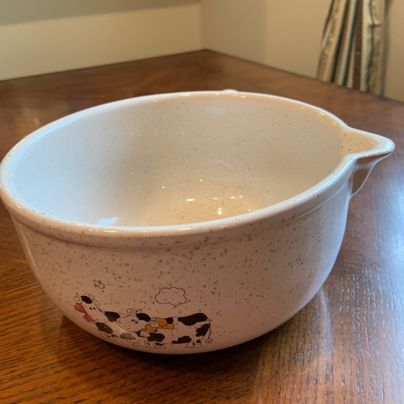 Vintage Grespots Digoin France Cow Print Large Fondue Pot - Picture 2 of 13